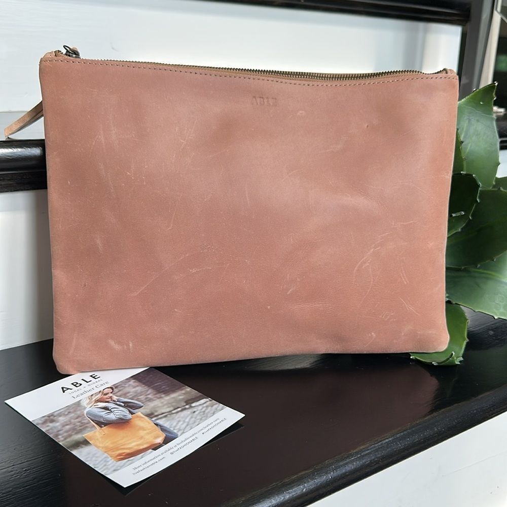 Able Dusty Pink Leather Pouch